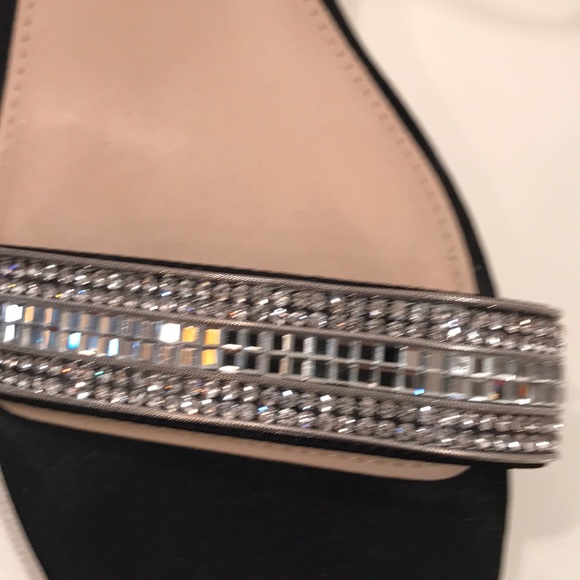 Nina Black Sandals With Rhinestone Front Size 9.5 - Picture 7 of 8